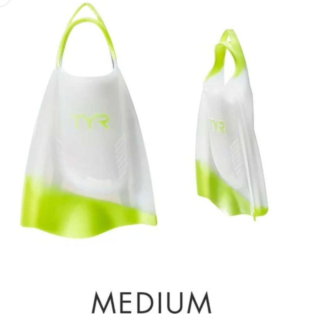 NWT TYR Hydroblade Swim Fins Yellow Clear Swimming Training - Size Medium